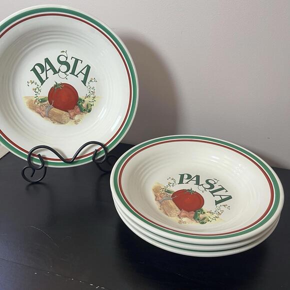 Treasure Craft Pottery “Pasta” Bowls Crafted In The USA 10” Wide Bowls Set Of 4 - Picture 9 of 11